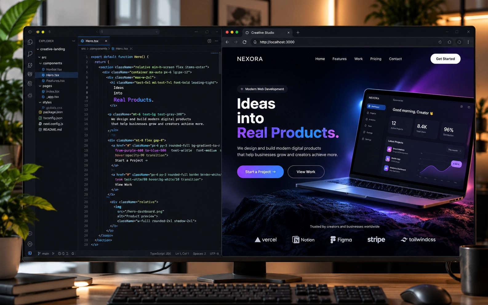 Code implementation alongside a working website